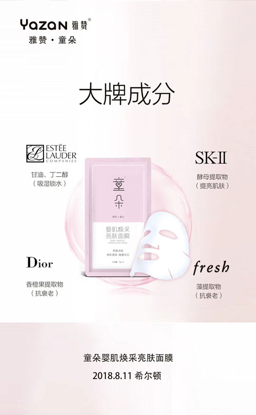 大牌成分:雅诗兰黛Estee Lauder(甘油,丁二醇(吸湿锁水)),SK-II(酵母提取物(提亮肌肤)),迪奥Dior(香橙果提取物(抗衰老)),Fresh馥蕾诗(藻提取物(抗衰老))